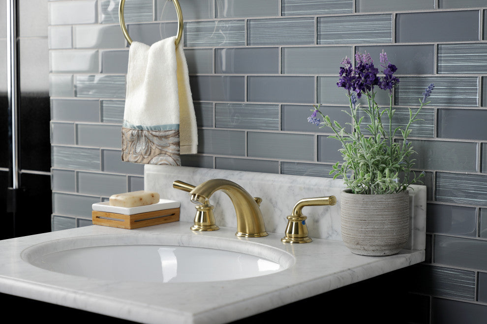 Kingston Brass KB967RXLSB Widespread Bathroom Faucet, Pop-Up Drain