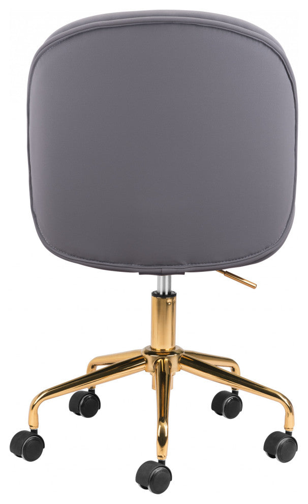 Contempo Gray Velvet and Gold Rolling Office Chair