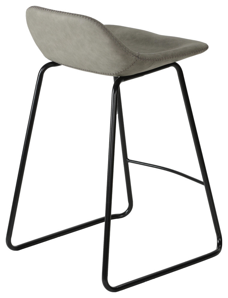 Cortesi Home Ava Counterstools In Faux Leather, Set of 2, Grey