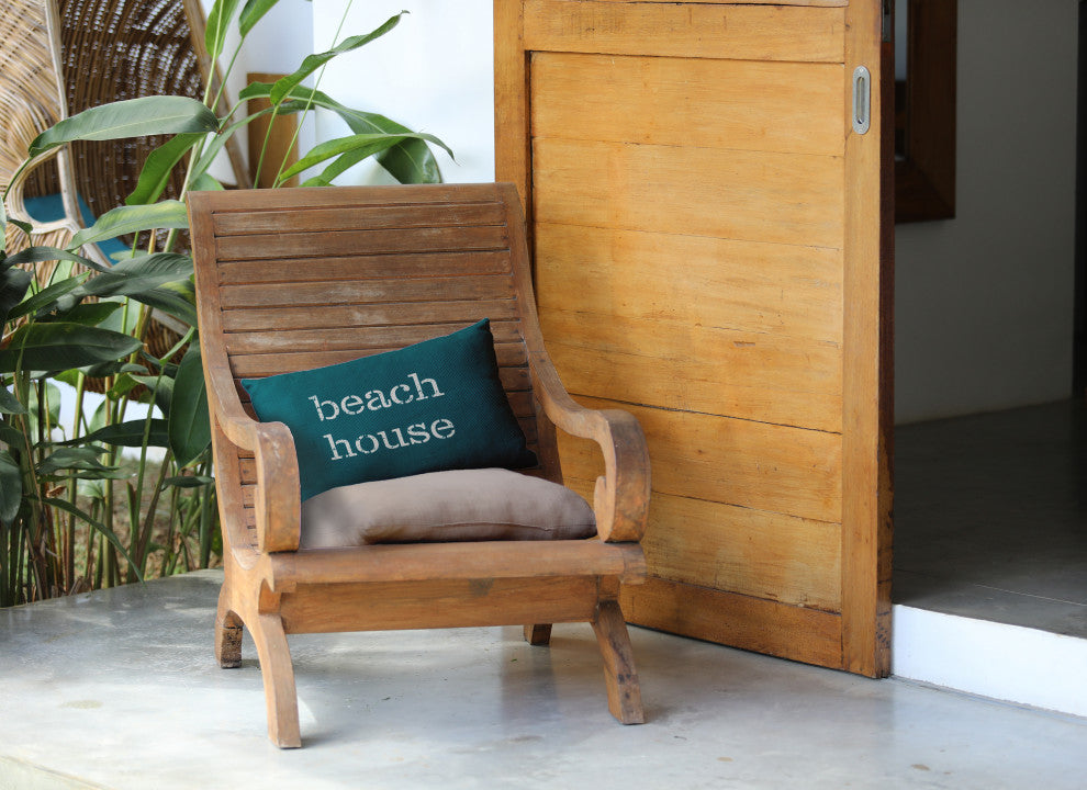 14x20" Beach House  Nautical Decorative Indoor Pillow, Ocean Teal