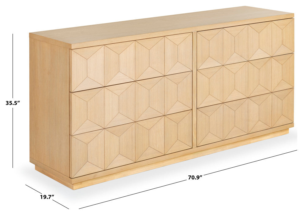 Safavieh Couture Deziree Wood 6 Drawer Dresser, Natural