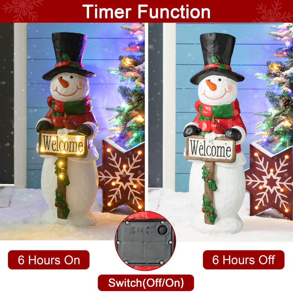 29.25"H Christmas Resin Snowman Porch Decor