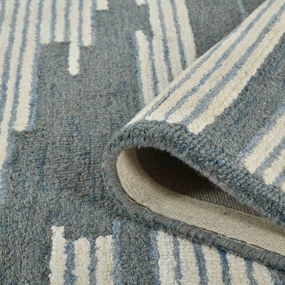 Chicago Umika Area Rug, Blue, 9'' x 13'', Geometric