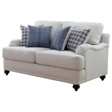 Coaster Contemporary Fabric Recessed Arms Upholstery Loveseat in Gray