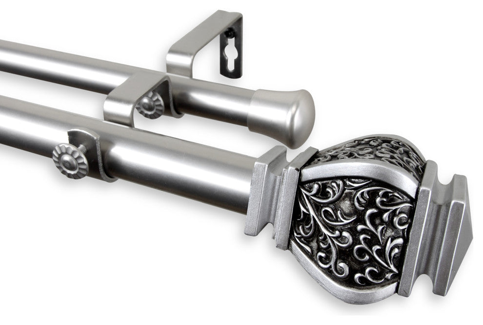Margot 1" Double Curtain Rod 48-84", Satin Nickel