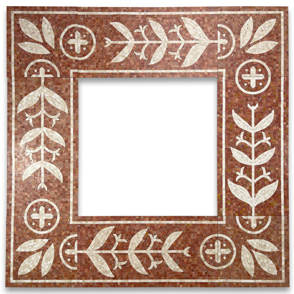 Coral Carnelian 11x21.7 Marble Mosaic Border Listello Tile Polished, 1 piece