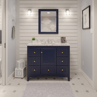 Abbey 42" Bathroom Vanity, Royal Blue, Carrara Marble