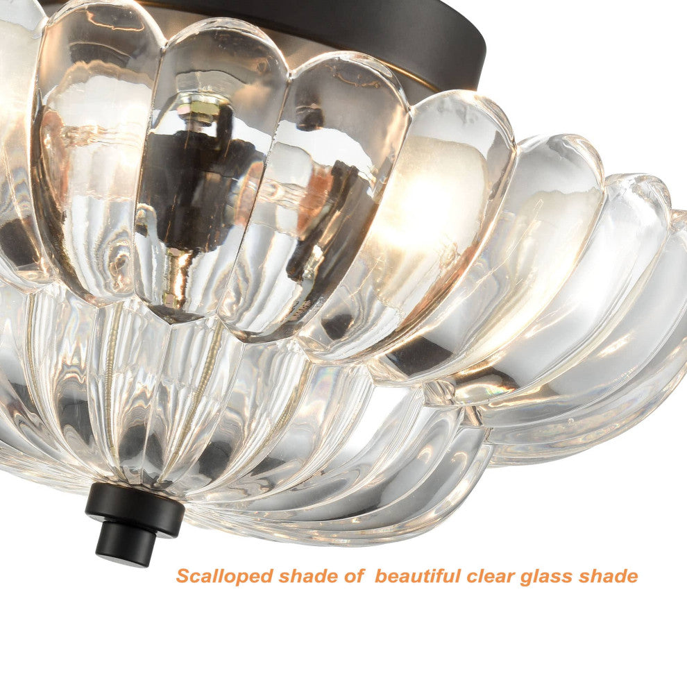Modern Glass Semi Flush Mount Ceiling Light, Clear Glass