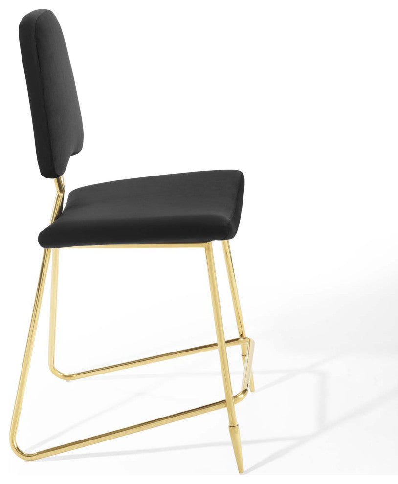 Ponder Counter Stool Performance Velvet Set of 2-Black