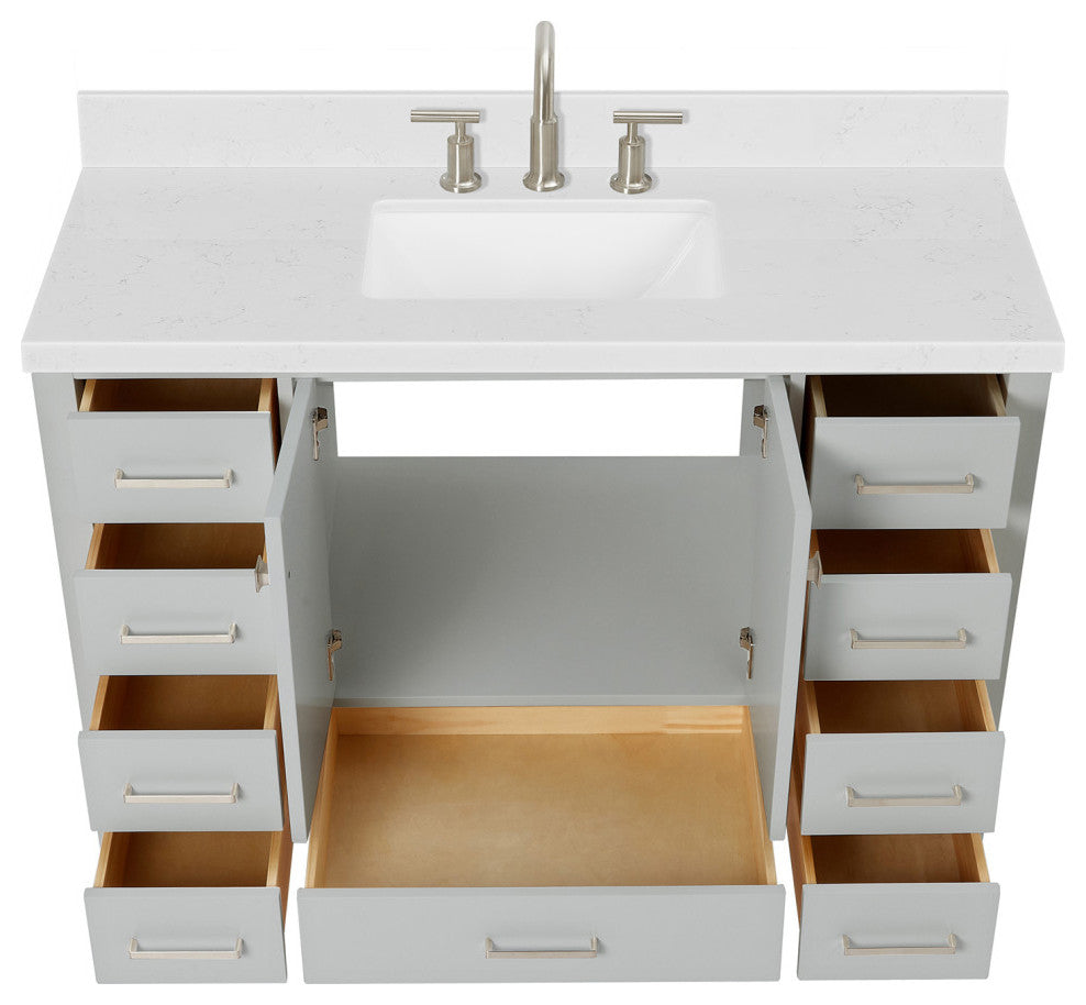 Ariel Cambridge 48" Single Rectangle Sink Vanity, Carrara Quartz