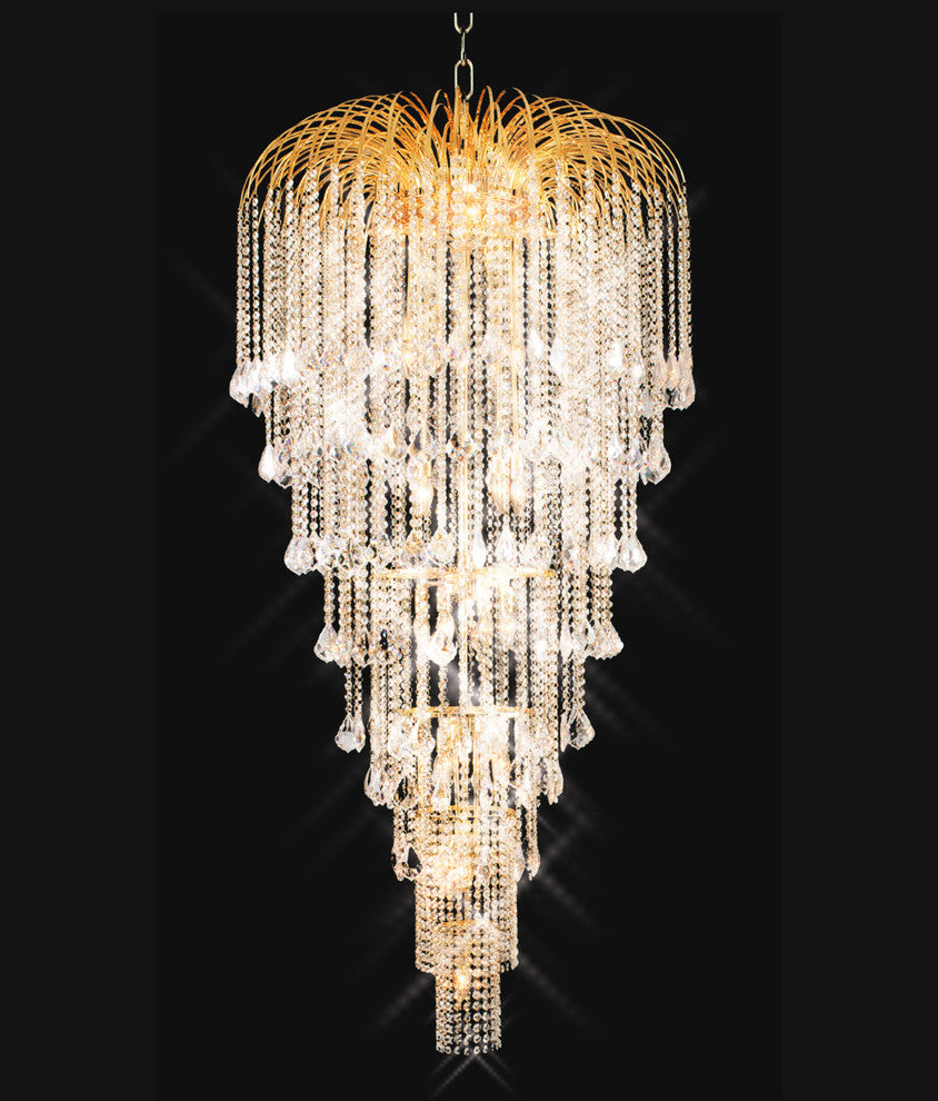 Artistry Lighting Falls Collection Hanging Crystal Chandelier 36x70, Gold