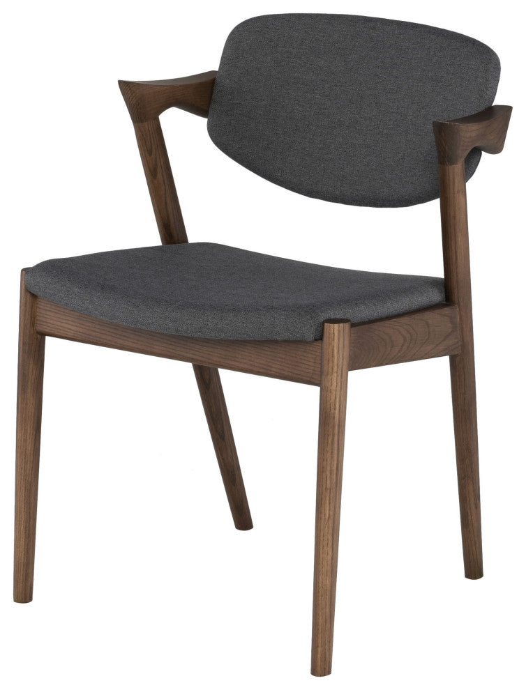 Kalli Dining Chair in Grey Upholstery and Walnut