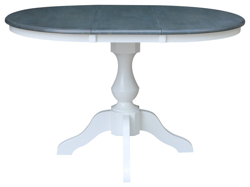 36" Round Top Pedestal Dining Table with 12" Leaf