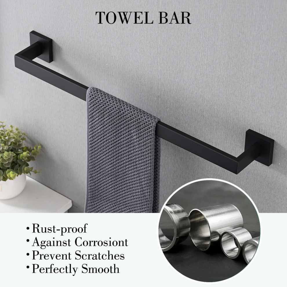 5-Piece Decorative Bathroom Hardware Set , Matte Black