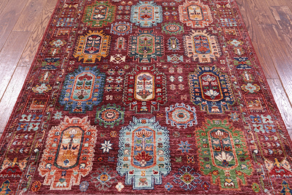 4' 1" X 6' 0" Fine Turkmen Ersari Handmade Wool Rug - Q12789