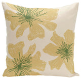 Polyester Pillow, Floral, Off-White, Yellow, Green, 18"x18"