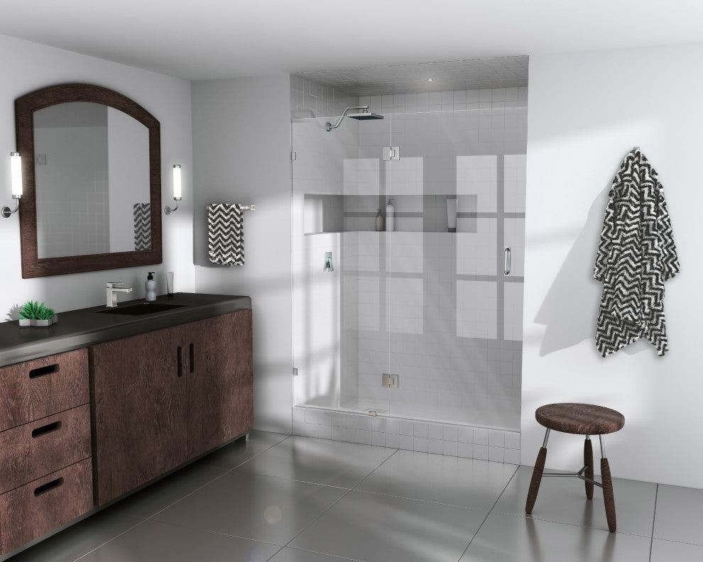 78"x62" Frameless Shower Door Glass Hinge, Brushed Nickel