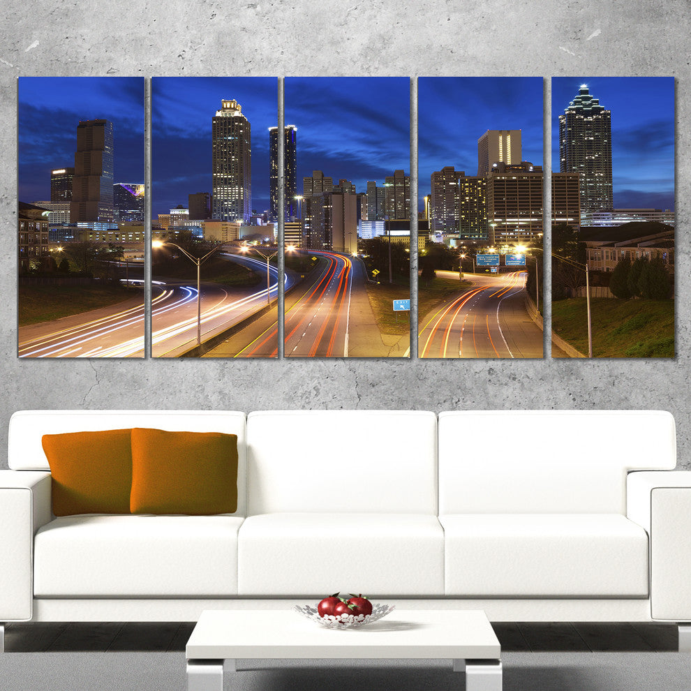 "Atlanta Skyline Twilight Blue Hour" Canvas Print, 5 Panels