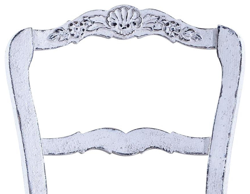 Side Chair Dining French Country Farmhouse White Wood, Floral Carved