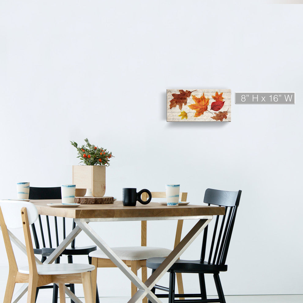 Fall Leaves Wrapped Canvas Harvest Wall Art, 8"x16"