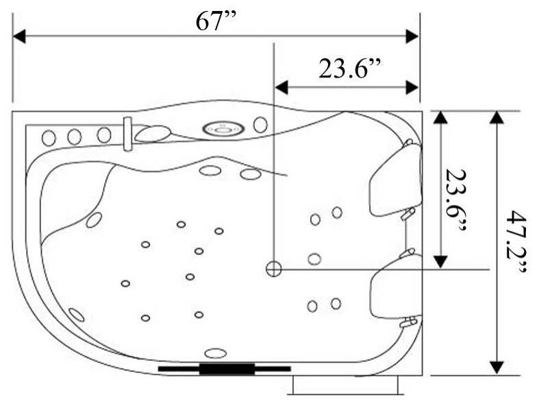 Hot Tub White 67"x47" Double Pump With Heater, Maui