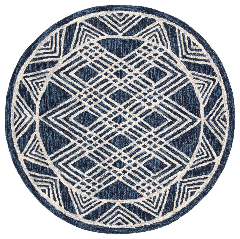 Safavieh Micro-Loop Collection MLP155 Rug, Navy/Ivory, 5' Round