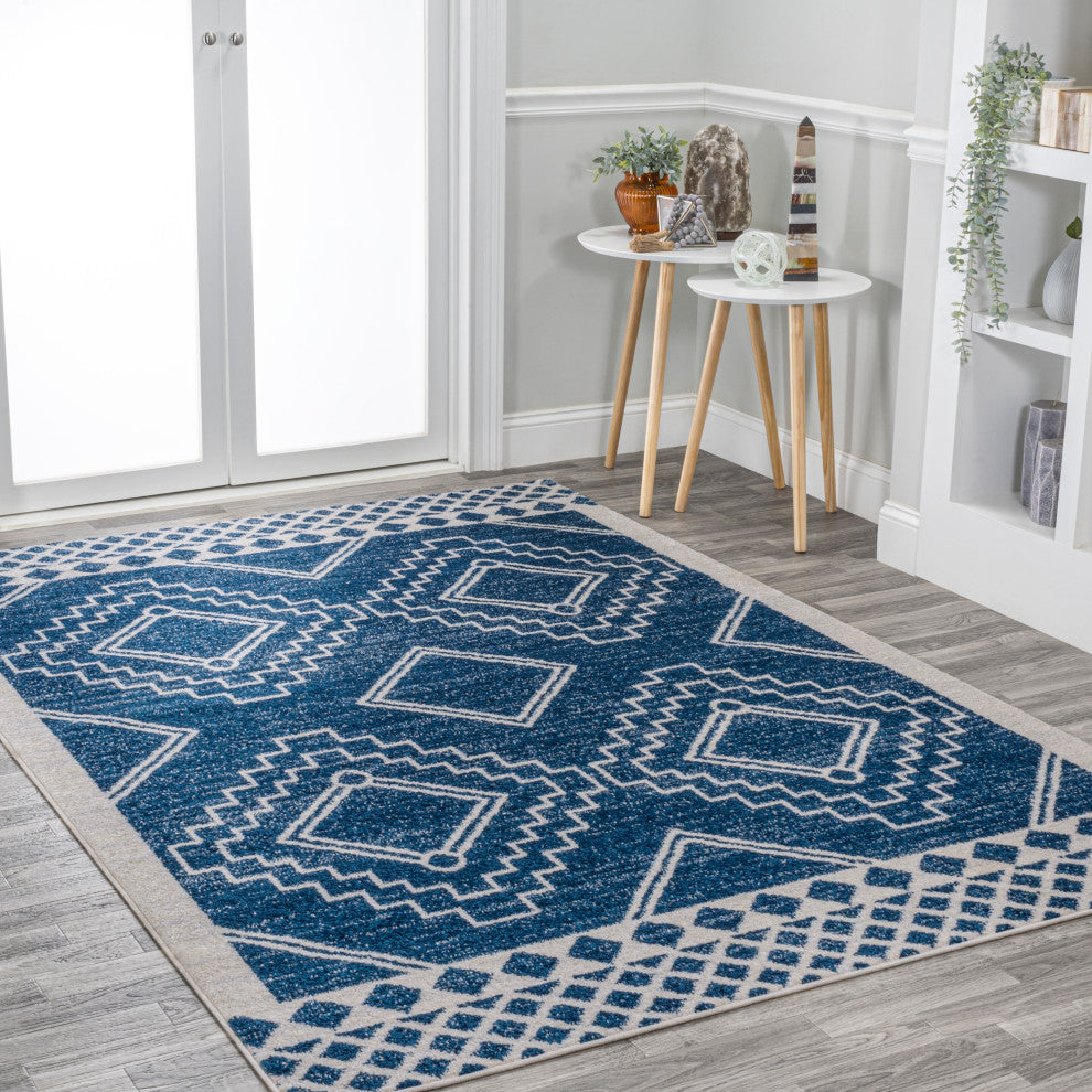 Amir Moroccan Beni Souk Rug, Navy/Ivory, 4 X 6