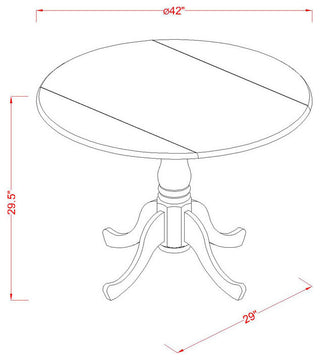 5 Pc Dining Set, 1 Drop Leaves Dining Table, 4 Linen White Chairs, Linen White