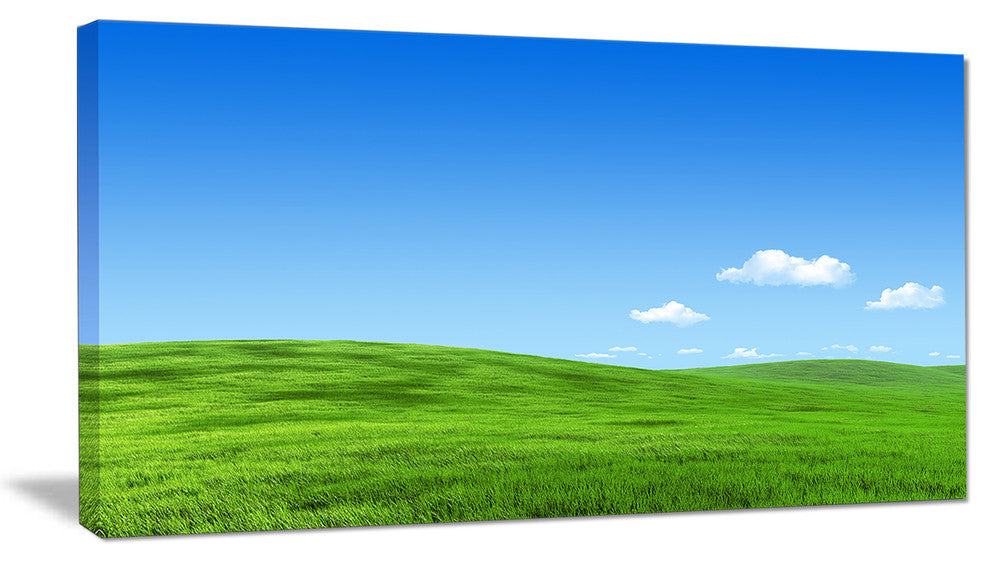 Calm Green Meadow, Landscape Canvas Art Print, 32"x16"