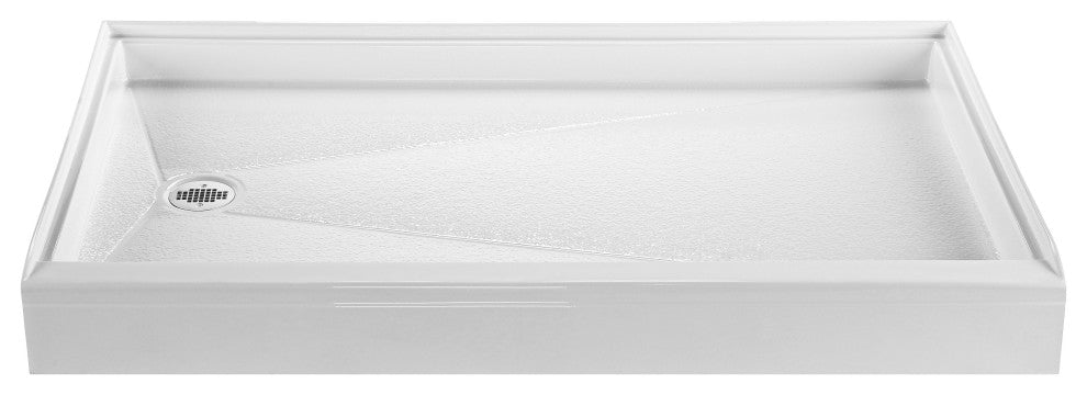 Shower Base With Left Hand Drain, White 59.625x35.75