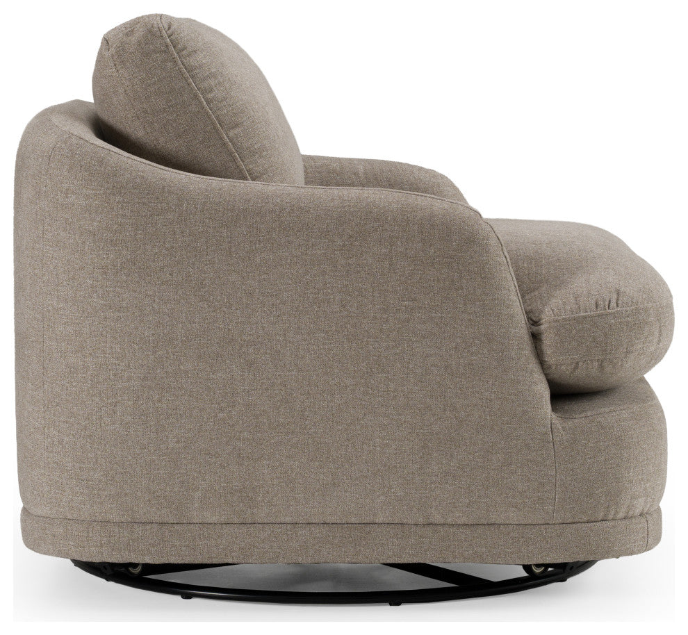 Divani Casa Chantry Modern Grey Sand Fabric Swivel Accent Chair