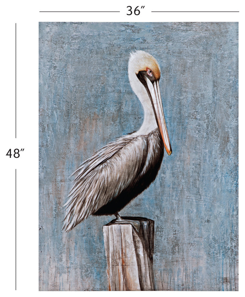 Pelican Canvas Art - Blue