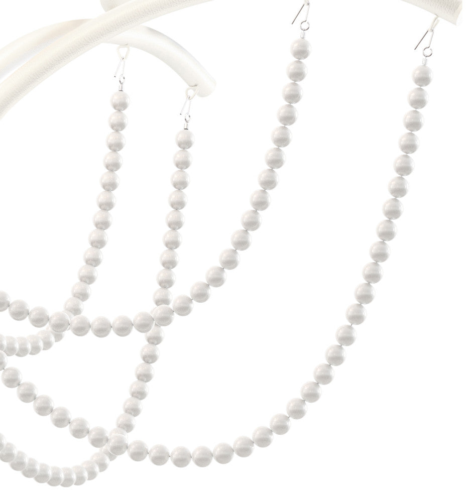 Priscilla 36x28" 10 Light Chandelier, White, In White Pearl