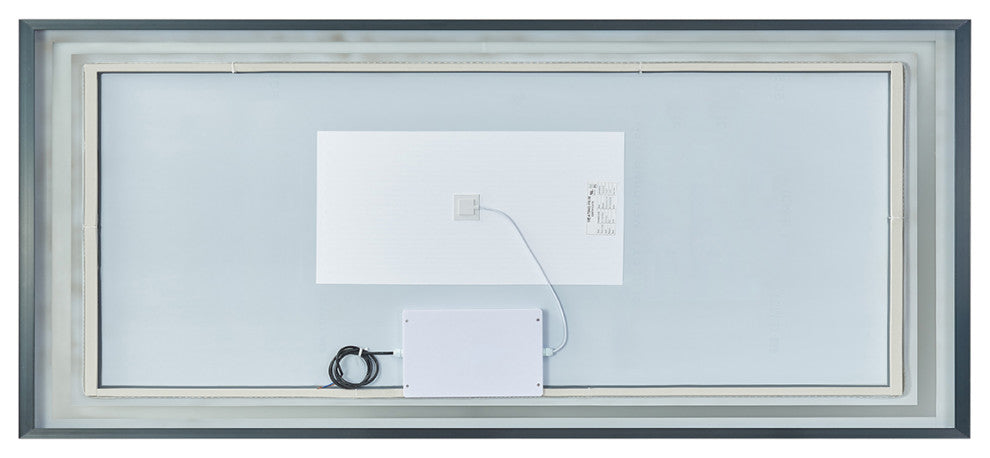 Horizontal Rectangular LED Wall Mount Bathroom Mirror, Black, 72"
