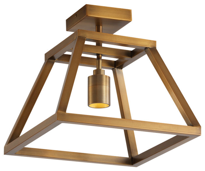 VidaLite Shura Cage, 1 Light Flush Mount, Brushed Brass