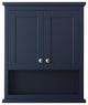 Avery Over-the-Toilet Wall-Mounted Storage Cabinet, Dark Blue With Chrome Trim