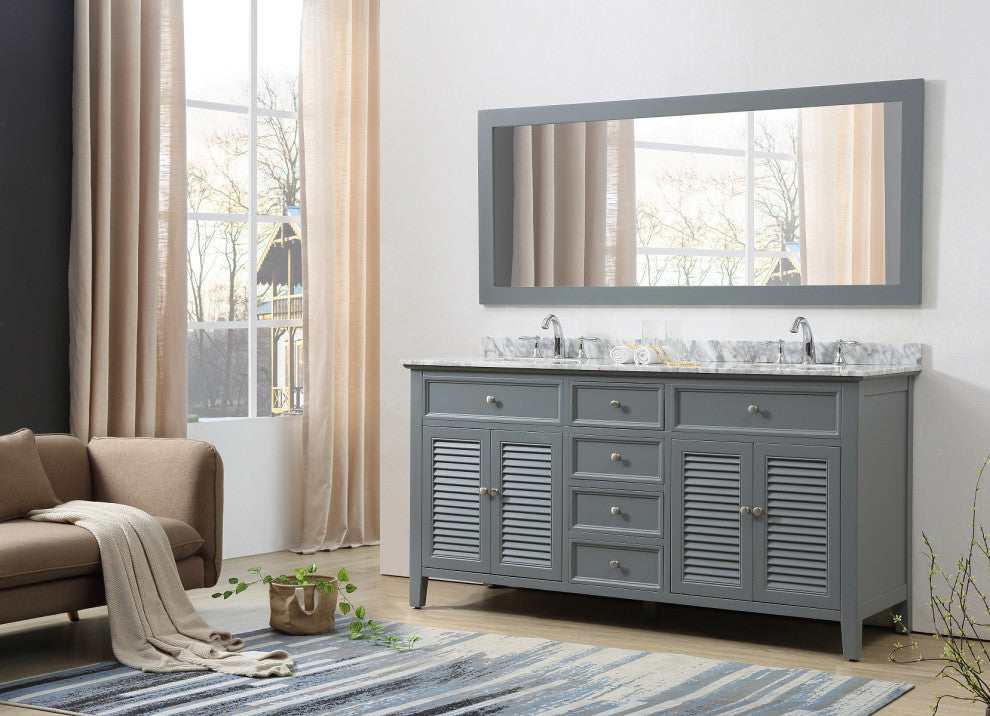 70" Shutter Bath Vanity, Gray