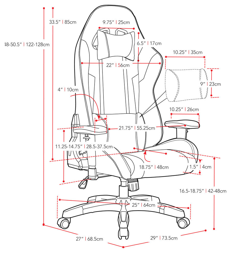 Black and White High Back Ergonomic Gaming Chair