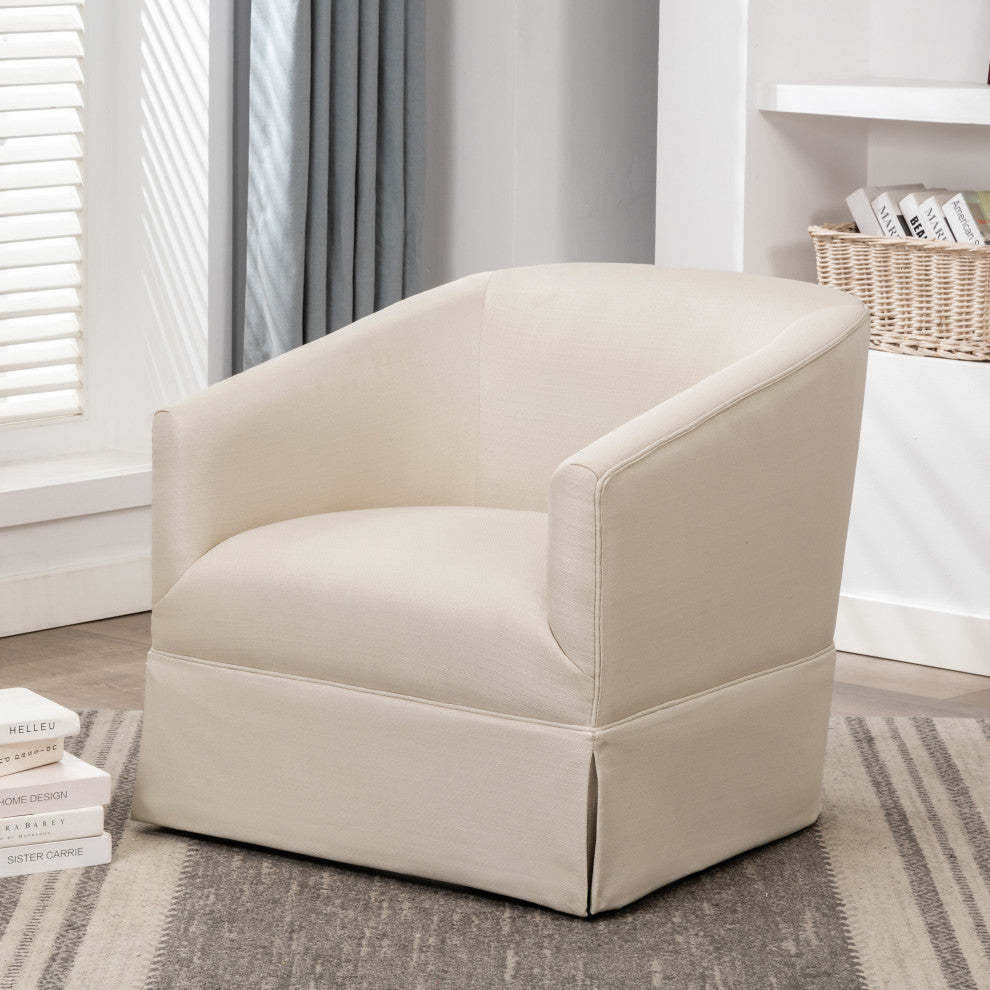 Elm Skirted Swivel Chair, Linen