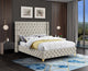 Savan Velvet Upholstered Bed, Cream, King