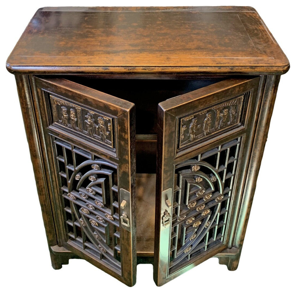 Carved Oriental Shoe Cabinet