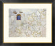 "Watercolour Map of Northern Europe" Framed Print by Salomon De Caus, 32"x27"