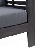 Rabun Outdoor Acacia Wood Club Chairs with Cushions, Dark Gray, Single