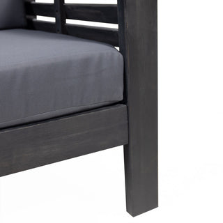 Rabun Outdoor Acacia Wood Club Chairs with Cushions, Dark Gray, Single