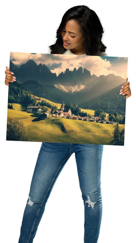 Sun Rays and Santa Maddalena Landscape Photo Loose Wall Art Prints, 18" X 24"