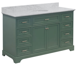 Aria 60" Bathroom Vanity, Sage Green, Carrara Marble, Single Vanity