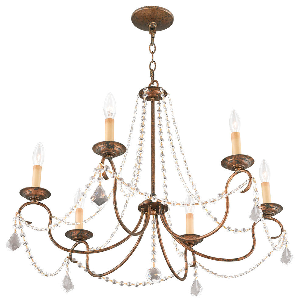 Pennington Chandelier, Hand-Applied Venetian Golden Bronze