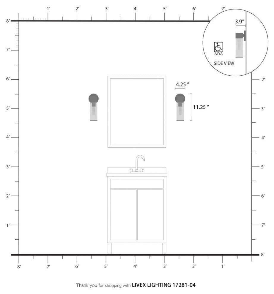 Banca 1 Light Black With Brushed Nickel Accent ADA Single Sconce