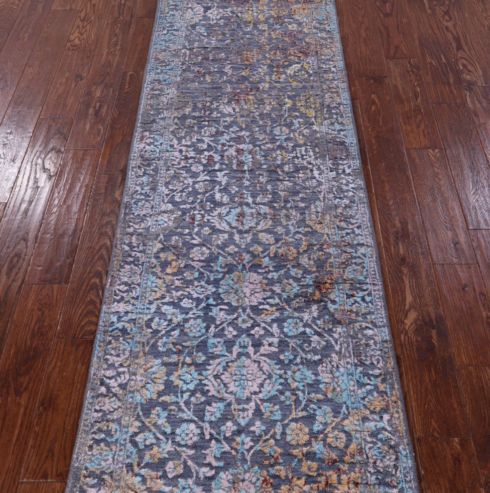 Persian Hand-Knotted Wool and Silk Runner Rug 2' 6" X 12' 4" Q11834