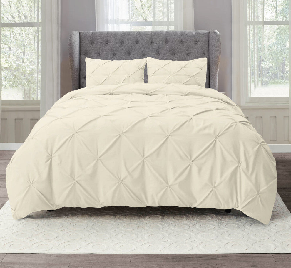 Organic Cotton 300 TC GOTS Certified 8 Internal Ties Fair Trad Pintuck Duvet Set